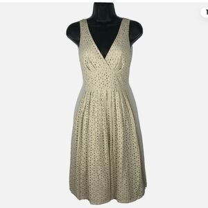 James Coviello For Anthropologie Eyelet Cream Sleeveless Midi Party Dress Size 4